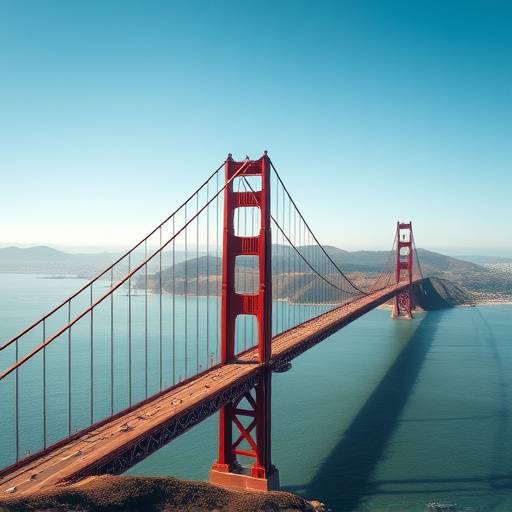 Aerial view of San Francisco's Golden Gate Bridge.