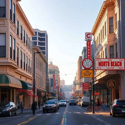 Street scene in North Beach, San Francisco.